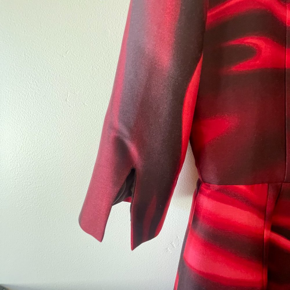 Oscar De La Renta Merlot Red Mikado Silk Dress - Picture 10 of 11